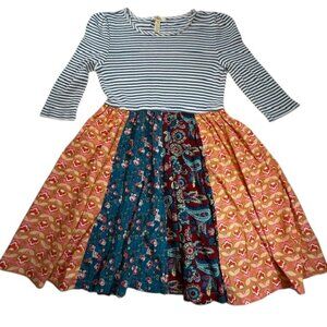 Matilda Jane Magnolia Dress Striped Bodice with  Floral Skirt- Girls Size 10
